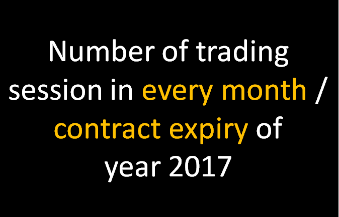 Number of trading session in every month / contract expiry of year 2017