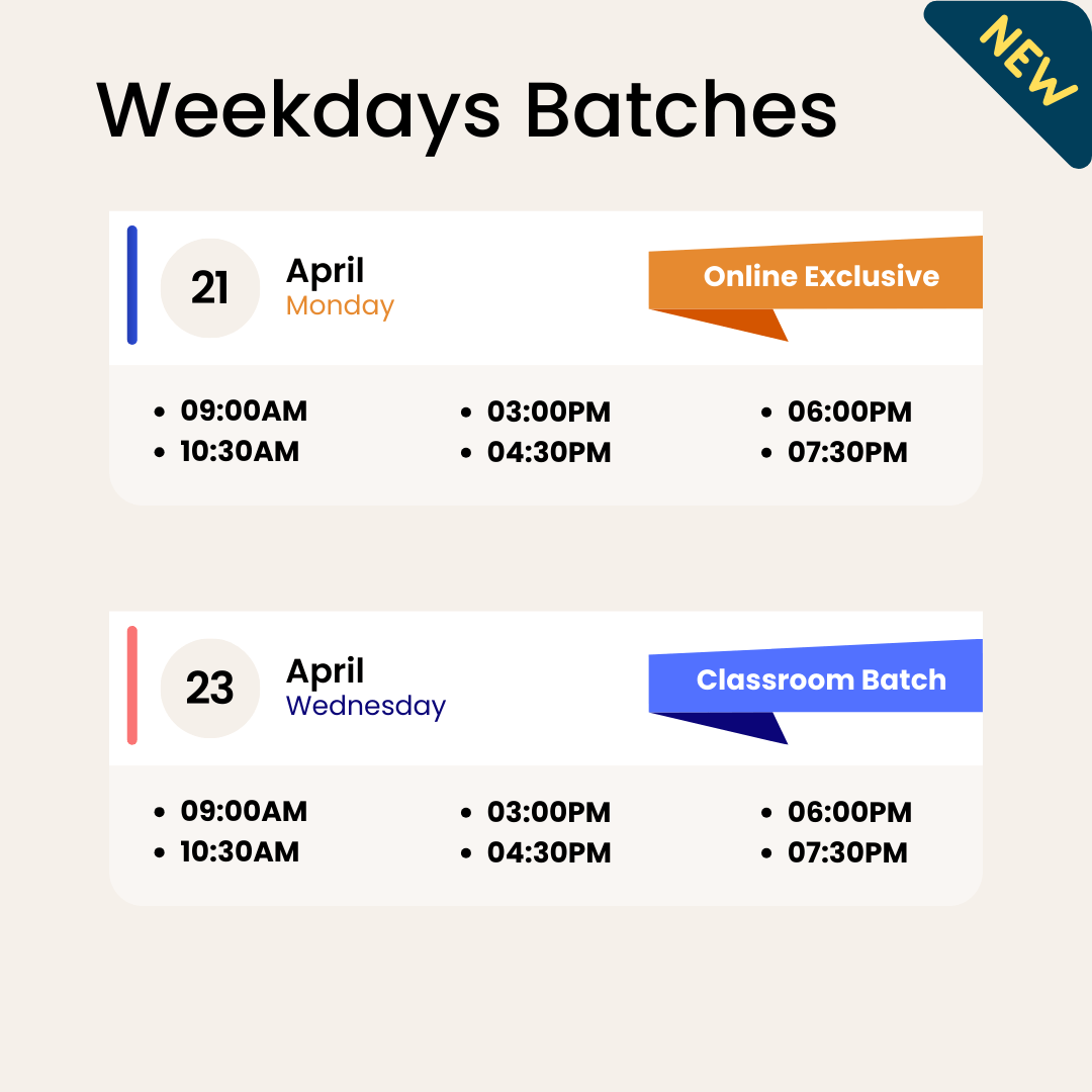 stock market training 24 April 2025 - weekdays schedule