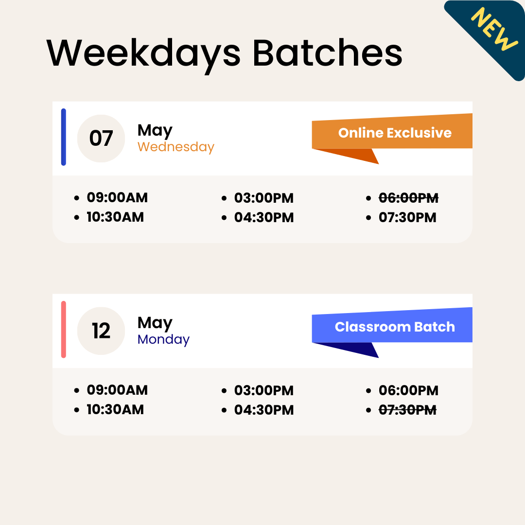Stock market training weekdays batch starting on May 7 and May 12 in Chennai