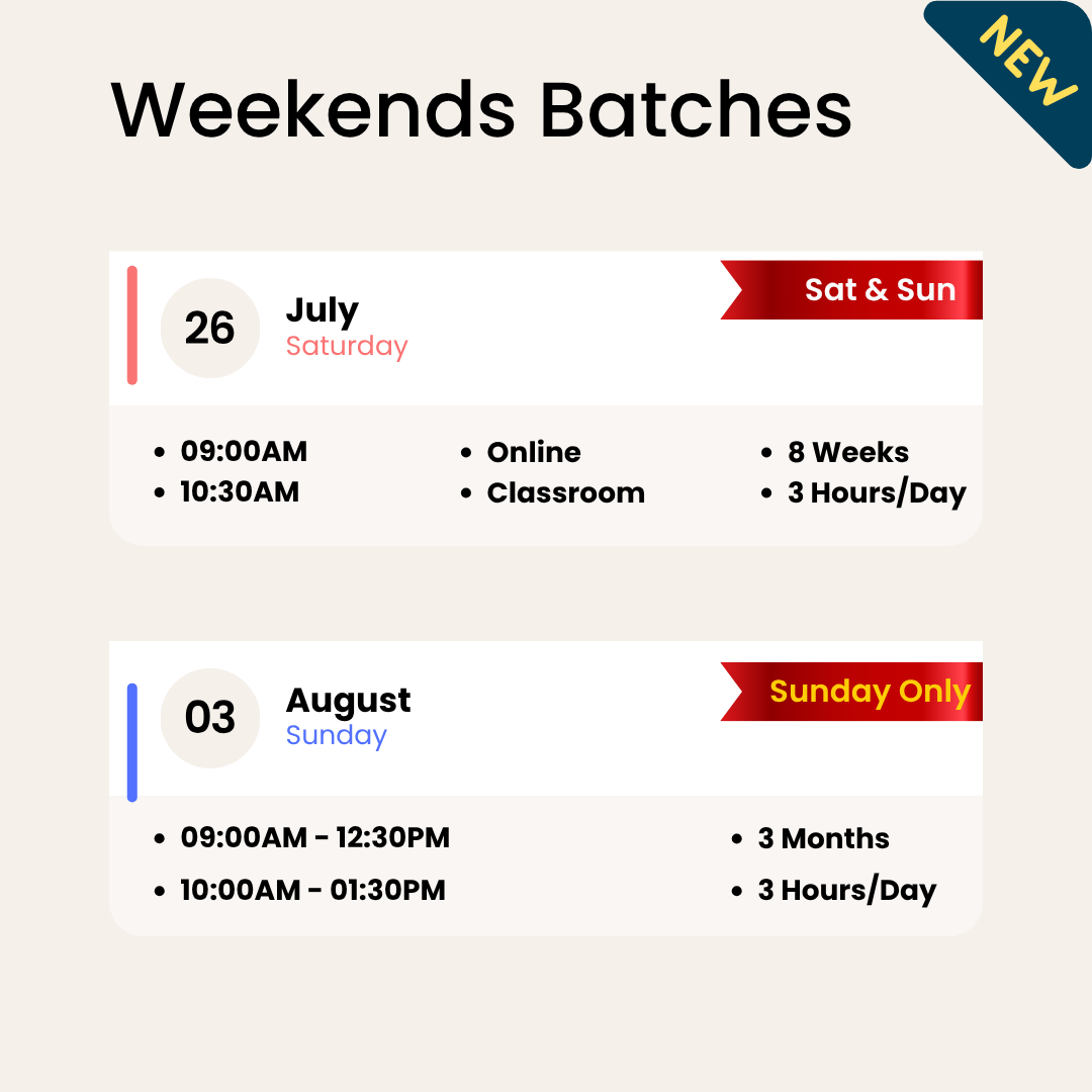 Weekend stock market classes in Chennai starting on 26th July and 3rd August 2025. Saturday-Sunday and Sunday-only options. Available online and in classroom with 3 hours per session