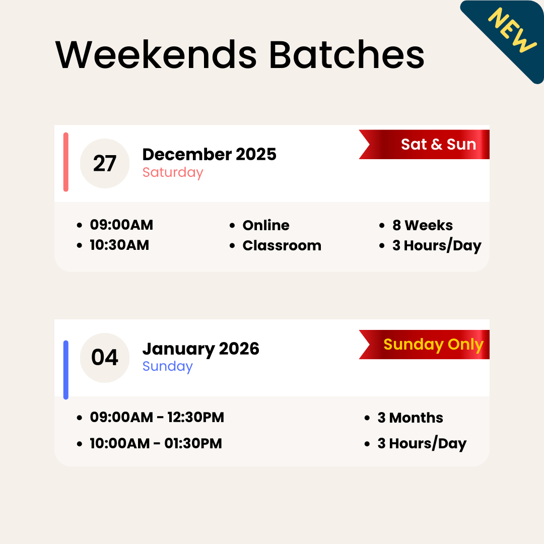 January 2026 Weekend Stock Market Training in Chennai – Sat Sun and Sunday Only Batches Weekend stock market training batches in Chennai for January 2026 with Sat and Sun 8 weeks course starting December 27 and Sunday-only 3 months batch starting January 4, available online and classroom at Kodambakkam and Guindy.